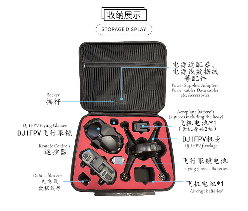 Saco de armazenamento para dji fpv zangão bateria óculos de controle remoto combo acessórios caixa de proteção à prova dwaterproof água estojo eva iiner