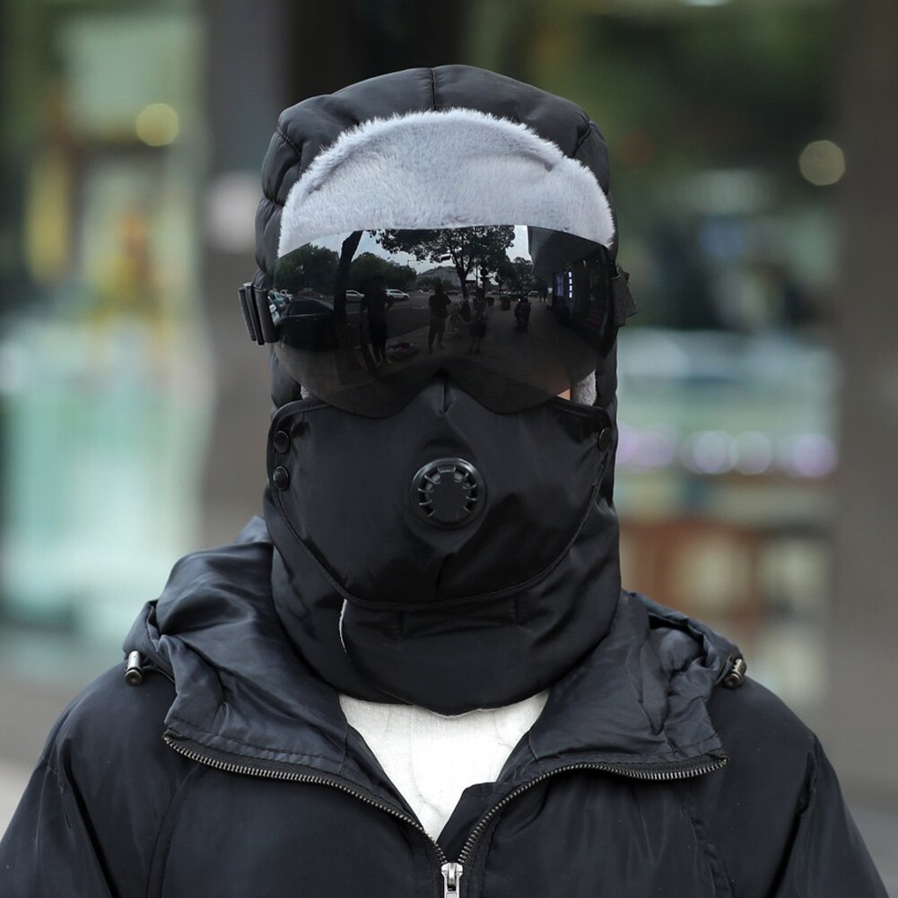 With Glasses Protective Outdoor Earflap Full Face Soft Snow Caps Ski Bomber Hat Riding Camping Hiking Windproof Warm Winter