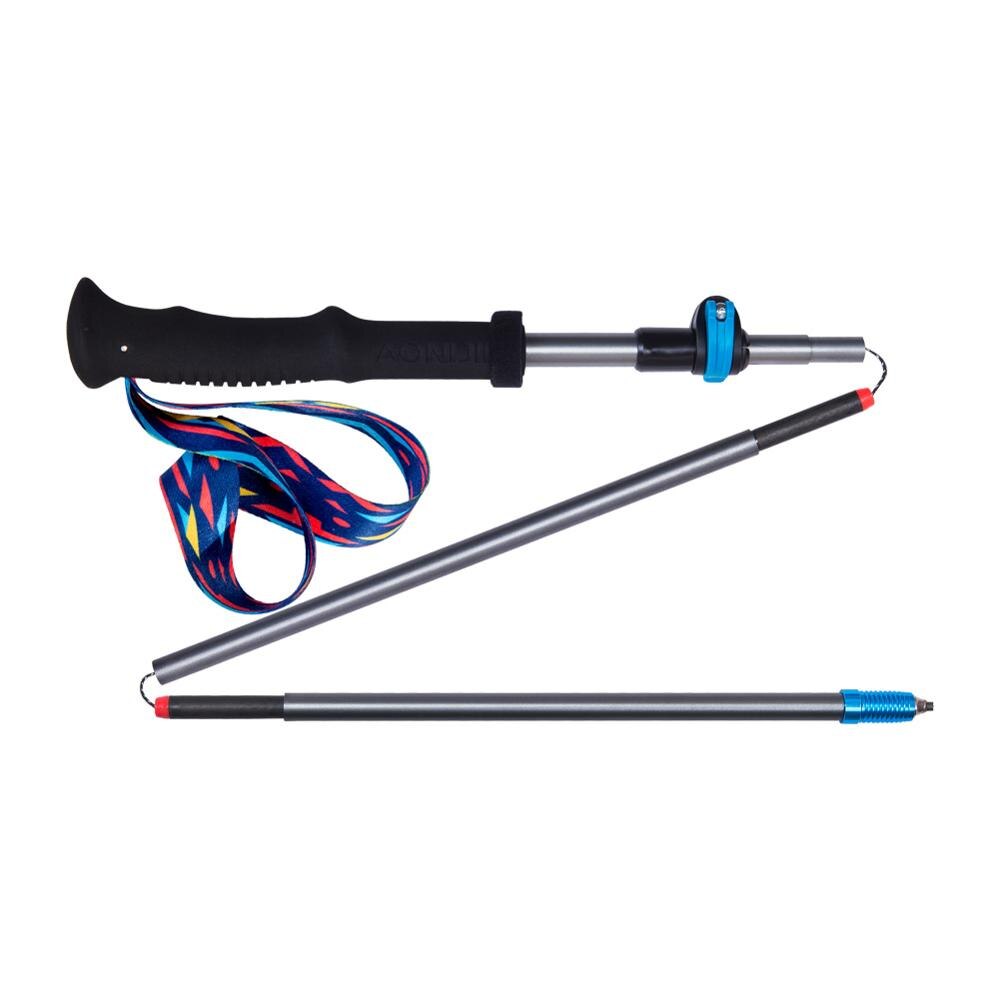 AONIJIE-Bastones plegables ligeros para caminar, bastones de Trekking de fibra de carbono, para senderismo al aire libre, 3 secciones: one piece Black Blue