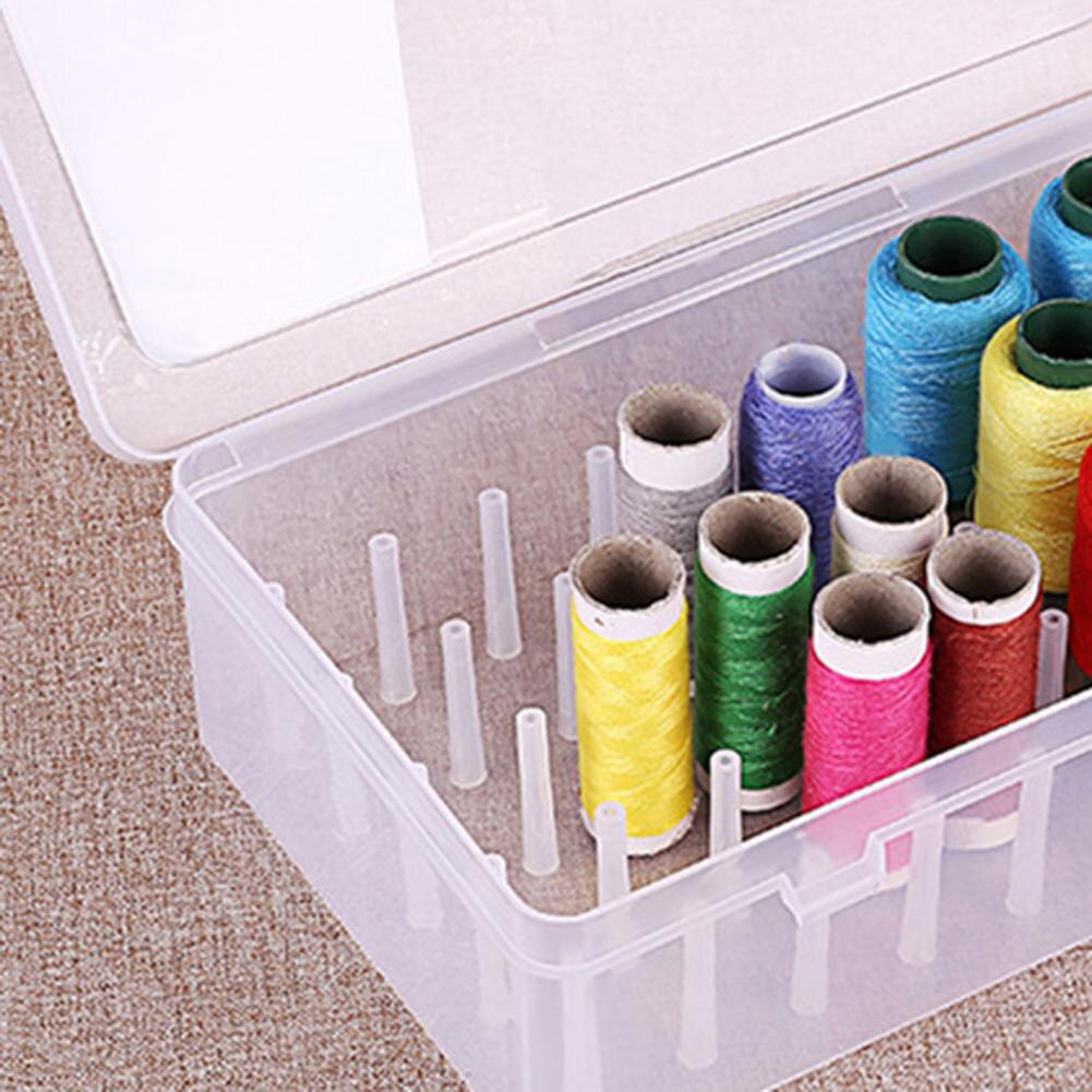 Cajas de almacenamiento para guardar carretes, organizador de hilo de coser transparente, herramientas de almacenamiento, 42 Unidades