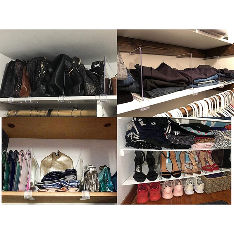 Diviseurs d'étagère de 4 pièces, parfaits pour des placards armoires de chambre à coucher de cuisine séparateurs de rayonnage pour organiser des vêtements, des livres