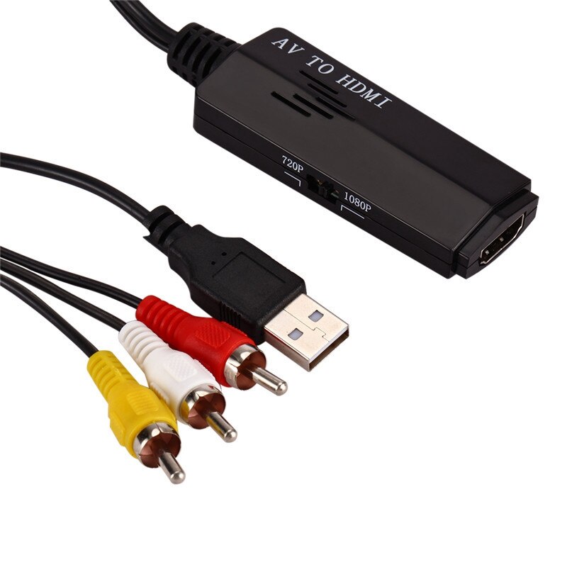 Av naar hdmi adapter converter met usb oplaadkabel cvbs video 1080p composiet video o kabel voor pc/laptop/