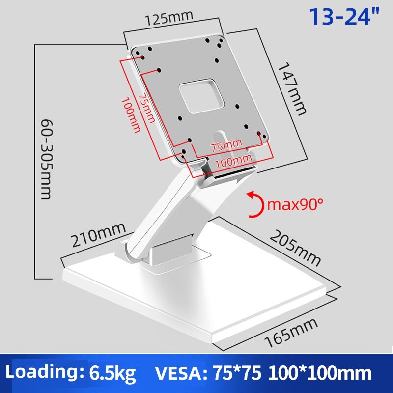 HILLPORT 13-24 inch Tilt Monitor Mounted LCD TV Holder Touch Screen Monitor Desk Bracket Folding Monitor Table Stand DZ11: DZ12