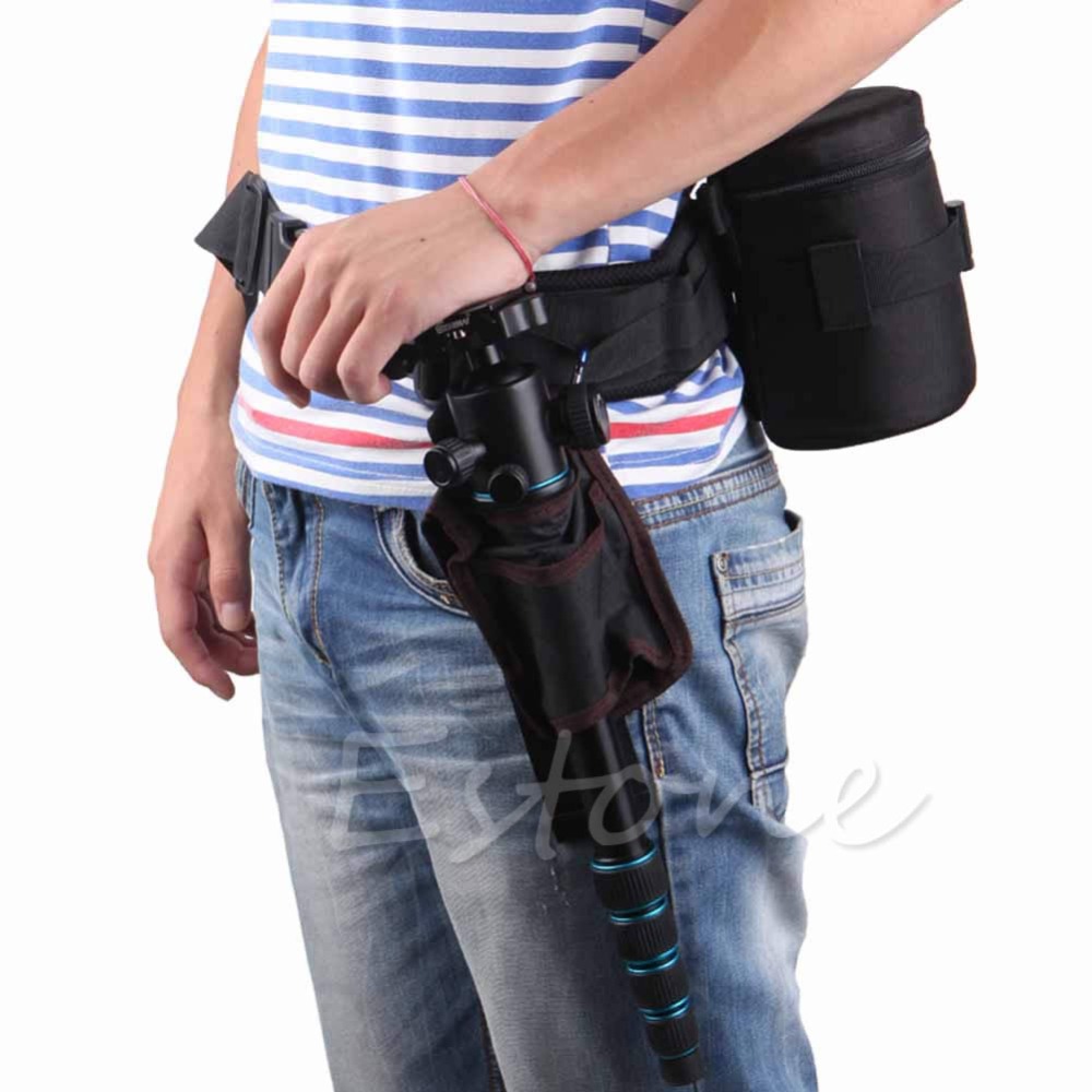 1 PC Verstelbare Camera Taille Padded Riem Lens Case Bag Holder Pack Strap