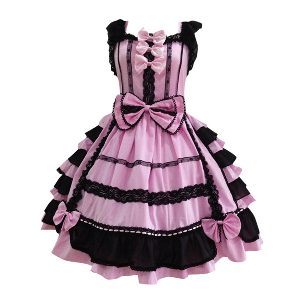 Vestido Vintage gótico de encaje con lazo Lolita para mujer, vestido de retazos sin mangas de princesa para , clásico, aristocrático, Lolita, z1212