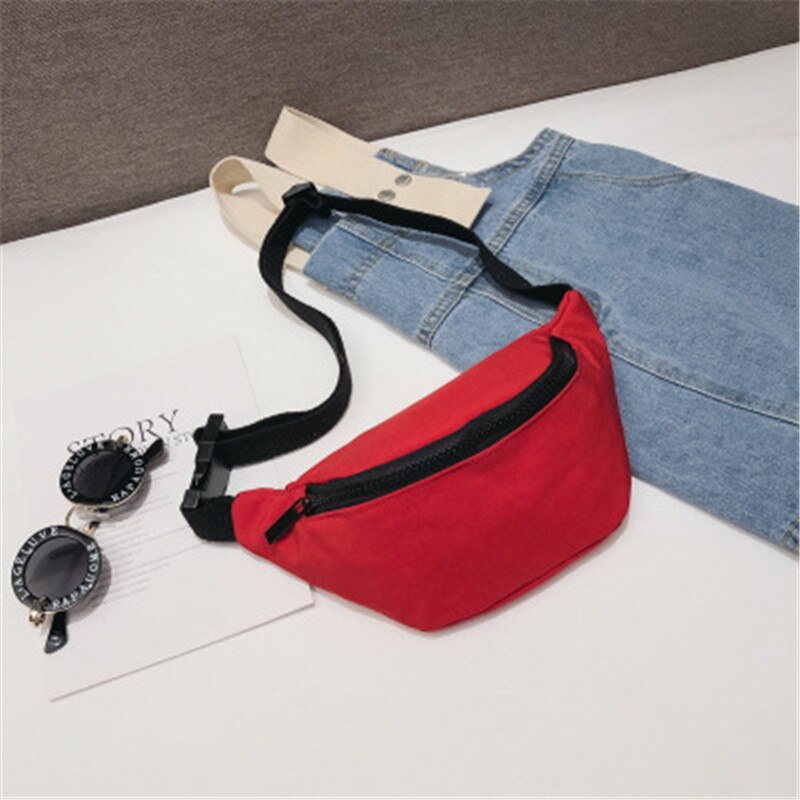 Pochete casual feminina, bolsa de cintura, cinto sólido, crianças, preto, vermelho, amarelo: Vermelho