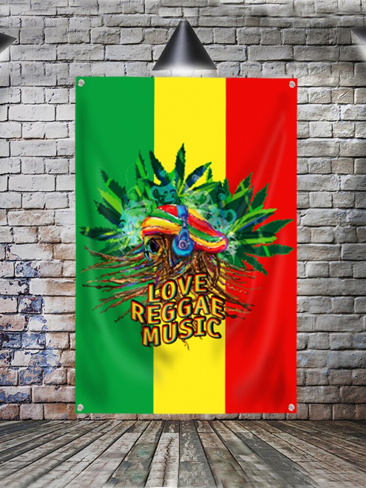 Leaf Rasta Lion Hanging Flag Banner Music Rock Reggae Jamaica Home Decoration Wall Art 4 Gromments in Corners 3*5FT 144cm*96cm: C / 3 x 5FT (96 x 144cm)