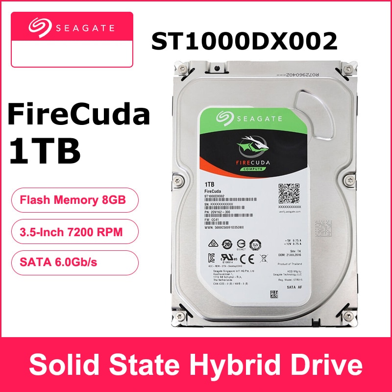 Seagate 1TB FireCuda ST1000DX002 3.5 inch Gaming SSHD(Solid State Hybrid Drive)7200 RPM SATA 6GB/S Cache 64MB hdd Hard Disk