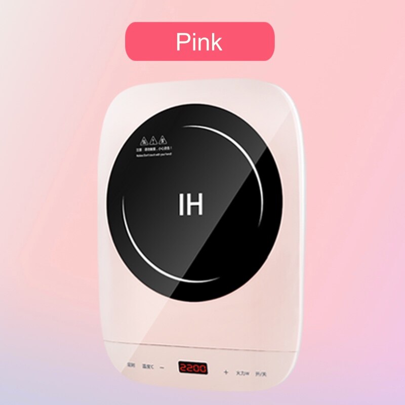 Electric Touch Control Induction Cooker Electromagnetic Oven Pot Heating Stove Adjustable Mode Household Cooktop 2100W: Pink