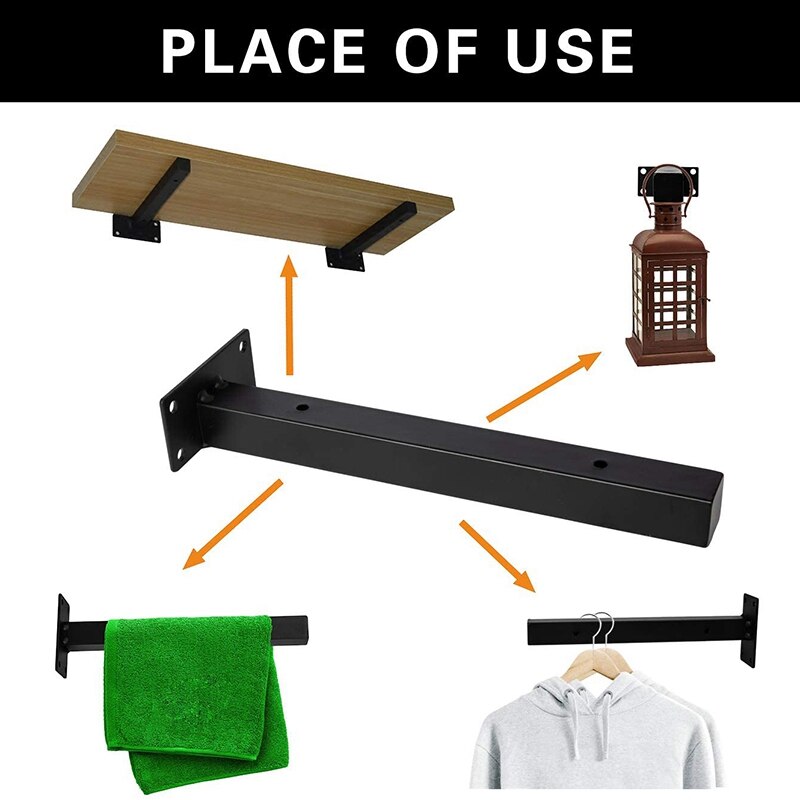 Zwart Ijzer Plank Beugel 12 Inch, Diy Open Rekken Industriële Art Stijl Muurbeugel 2 Stuks Inclusief Hardware