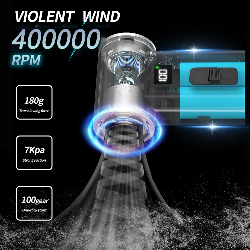 Souffleur à Jet Turbo 400000 RPM puissant ventilateur d'air moteur sans brosse Turbo ventilateur 8000mAh Souffleur Air Puissant ventilateur de voiture