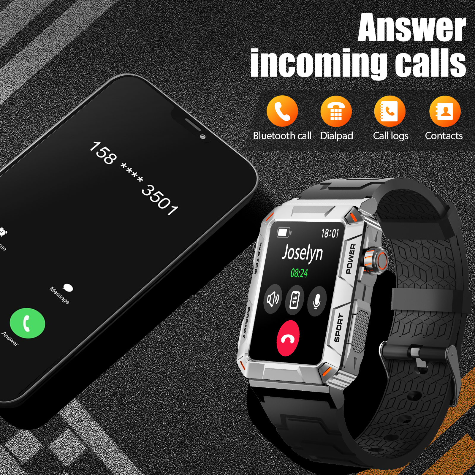 Inteligentny zegarek EIGIIS MT88 1,57 "ekran HD zegarki wojskowe śledzenie zdatność połączenie Bluetooth monitor zdrowia IP67 wodoodporny