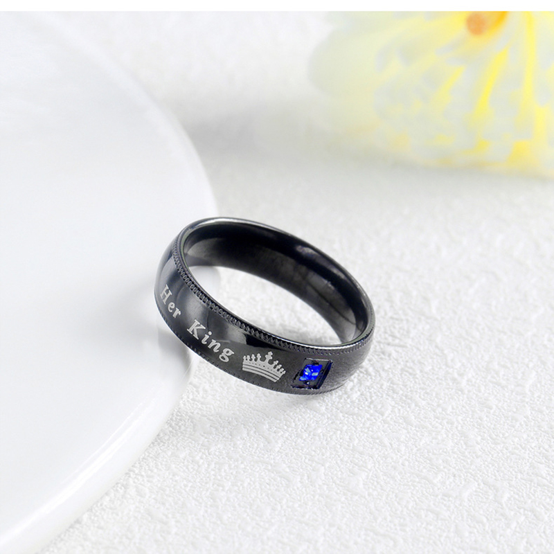 Anillos de pareja de , anillos llamativos de su rey y su reina, anillo de corona de circón AAA a la , anillo de boda de aniversario romántico: 13 / Blanco