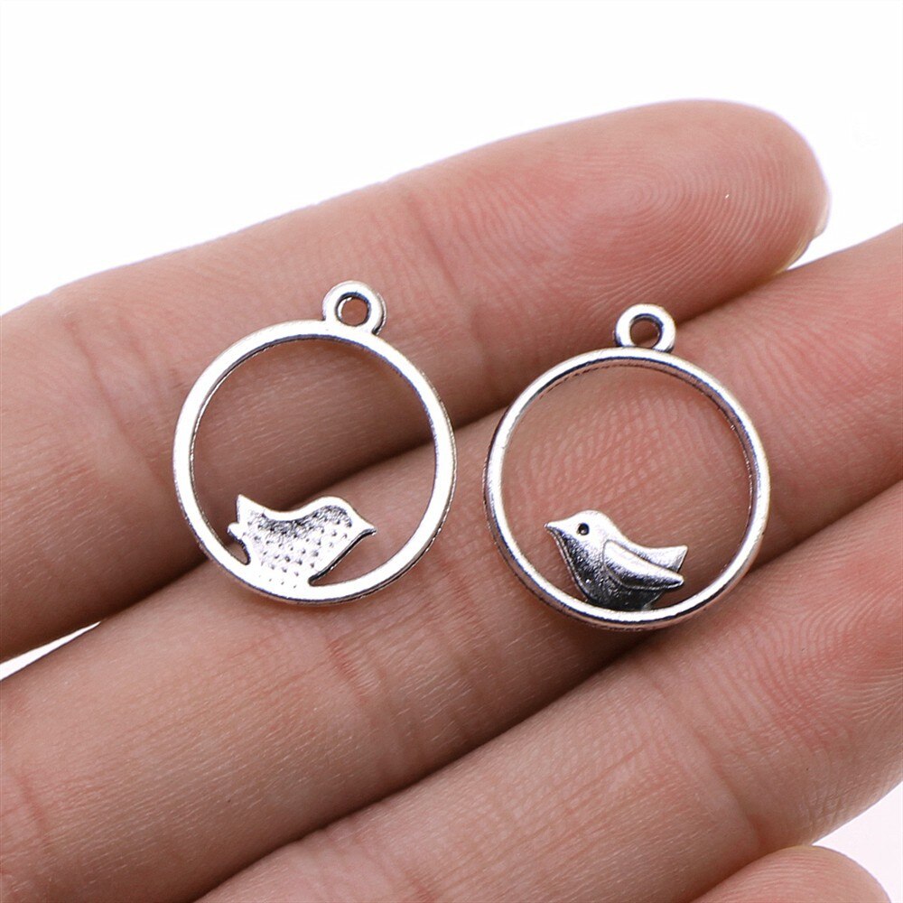 20 stücke Reize Vogel Antike Silber Farbe Nette Vogel Reize Schmuck Erkenntnisse DIY Kleine Vogel Reize: B14345-18x20mm