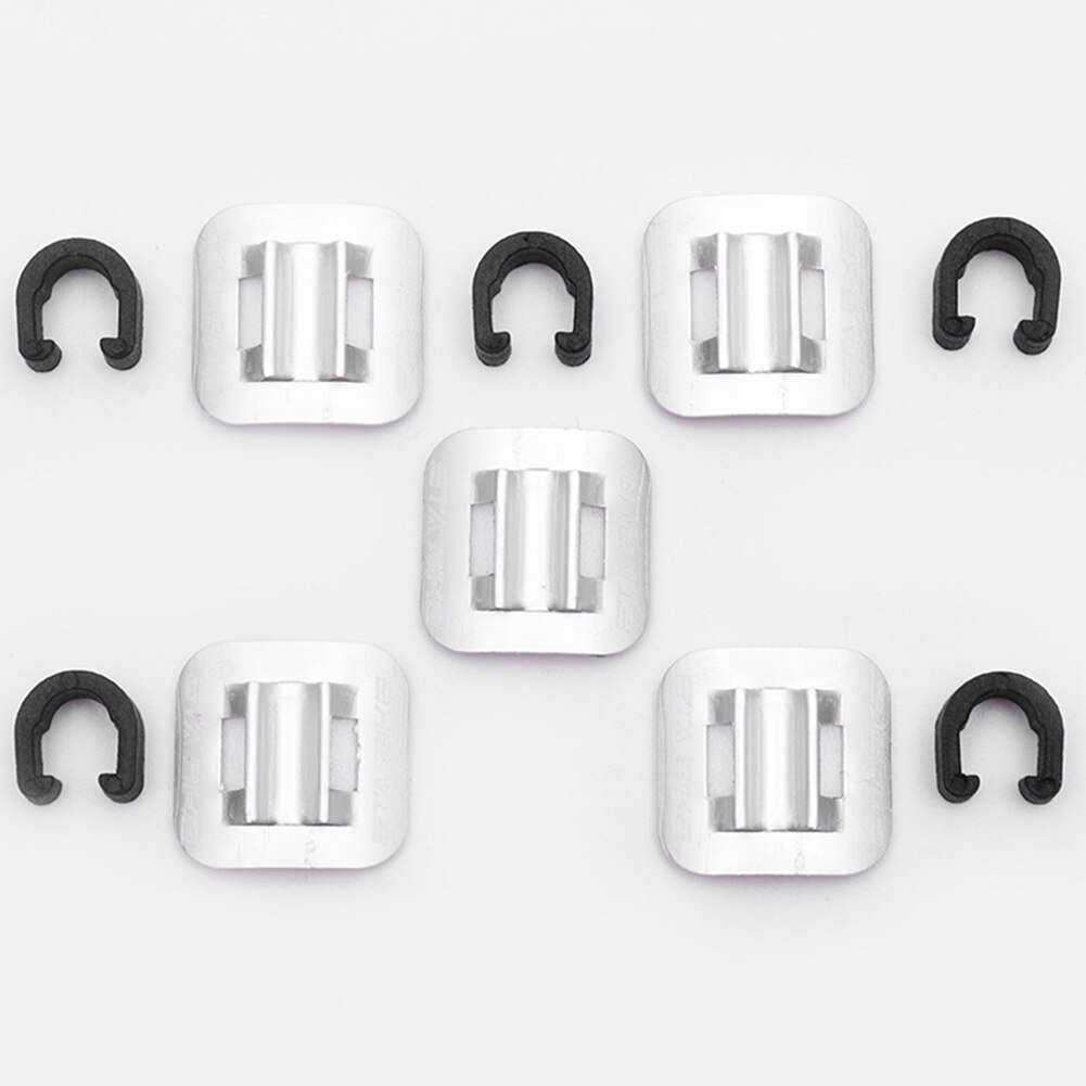 5 Pcs Bike Olie Buis Vaste Clips Gids Conversie Frame Vaste Klem Fiets Tubing Zetel Aluminium Clip Remkabel C vorm Gesp: Silver