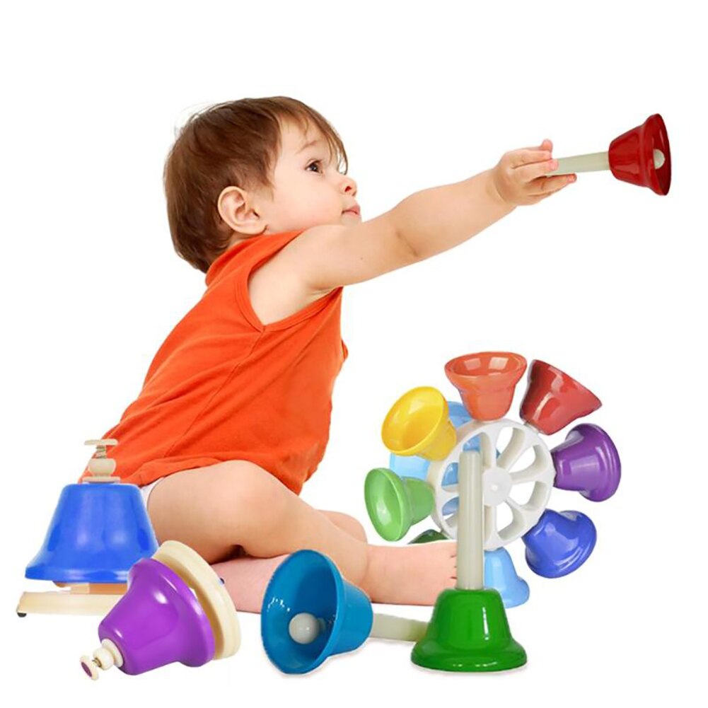 8Pcs Acht Tone Klasse Bells Set Kinderen Percussie Muziekinstrumenten Spelen Speelgoed Bell Service Sound Bell Baby Speelgoed Klasse bell