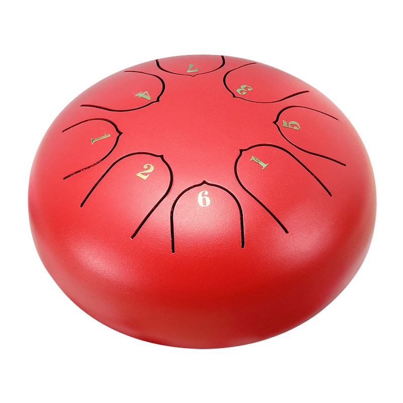 Tong Drum 6 Inch 8 Tune Staal Hand Pan Drum Tank Drums Met Drumsticks Draagtas Slaginstrumenten Handpan: Red