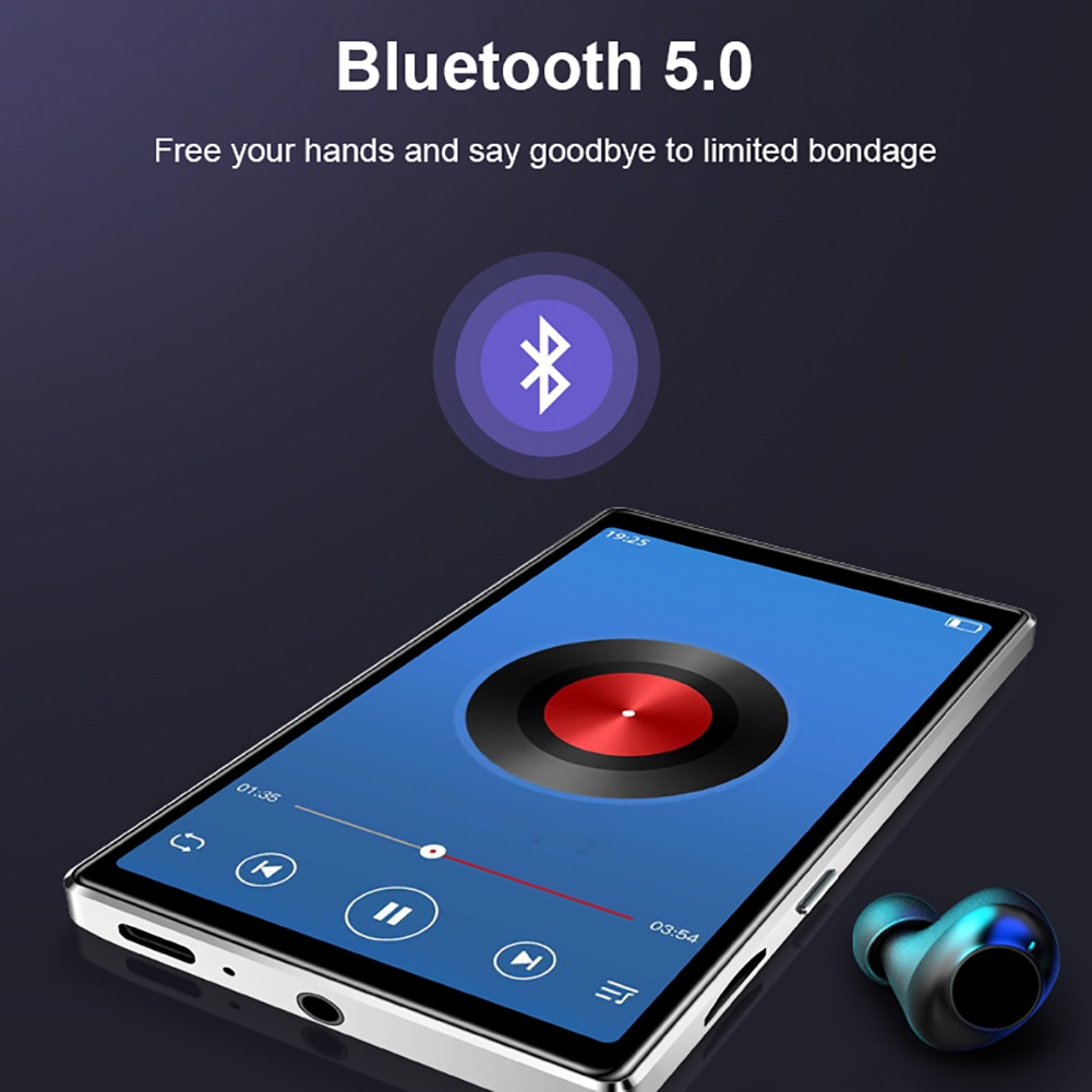 Baladeur Audio Portable Bluetooth 5.0 MP4 sans perte, lecteur MP3 avec Radio FM, enregistrement vidéo, E-book, écran 4 pouces