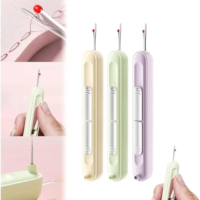 Enhebrador de agujas 2 en 1, despador de costuras, removedor de costuras, despadoras de costuras estirables para accesorios de costura a mano, 3 uds.: Multicolor