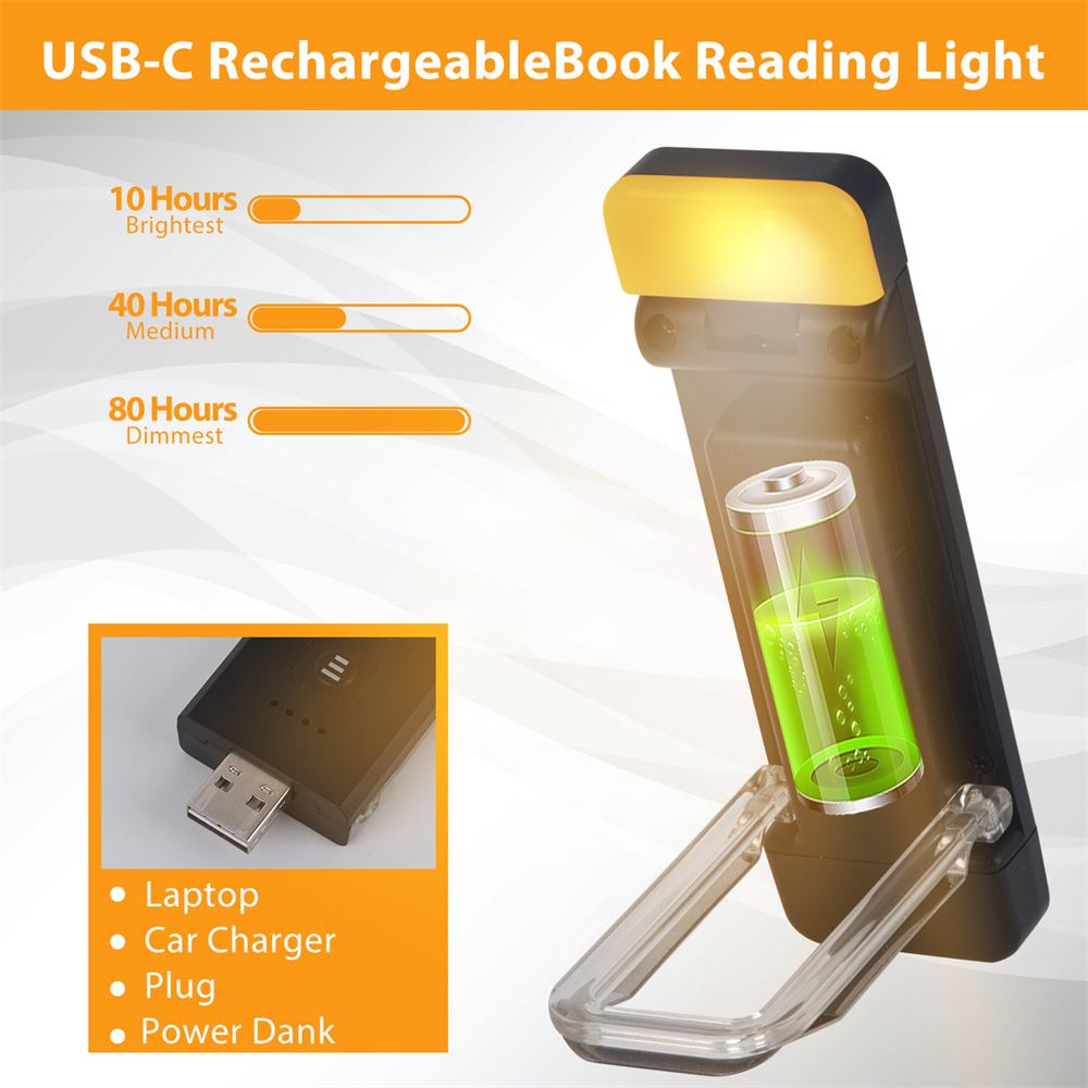 Clip-on bladwijzer boeklicht met timer USB oplaadbare leeslamp Mini Led-leeslamp Draagbare nachtkastje bureaulamp Leeslamp