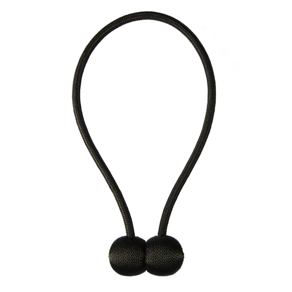 1 pc gardinfester sterke magnetiske dekorative gardiner knyterygger vevde tauholdere til gardininnredning: Svart