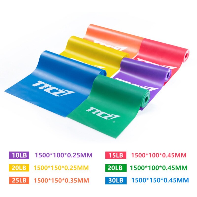 150cm kleuren fitness rubberen band fitness weerstandsbanden krachttraining workout elastische yoga bandas fitnessapparatuur