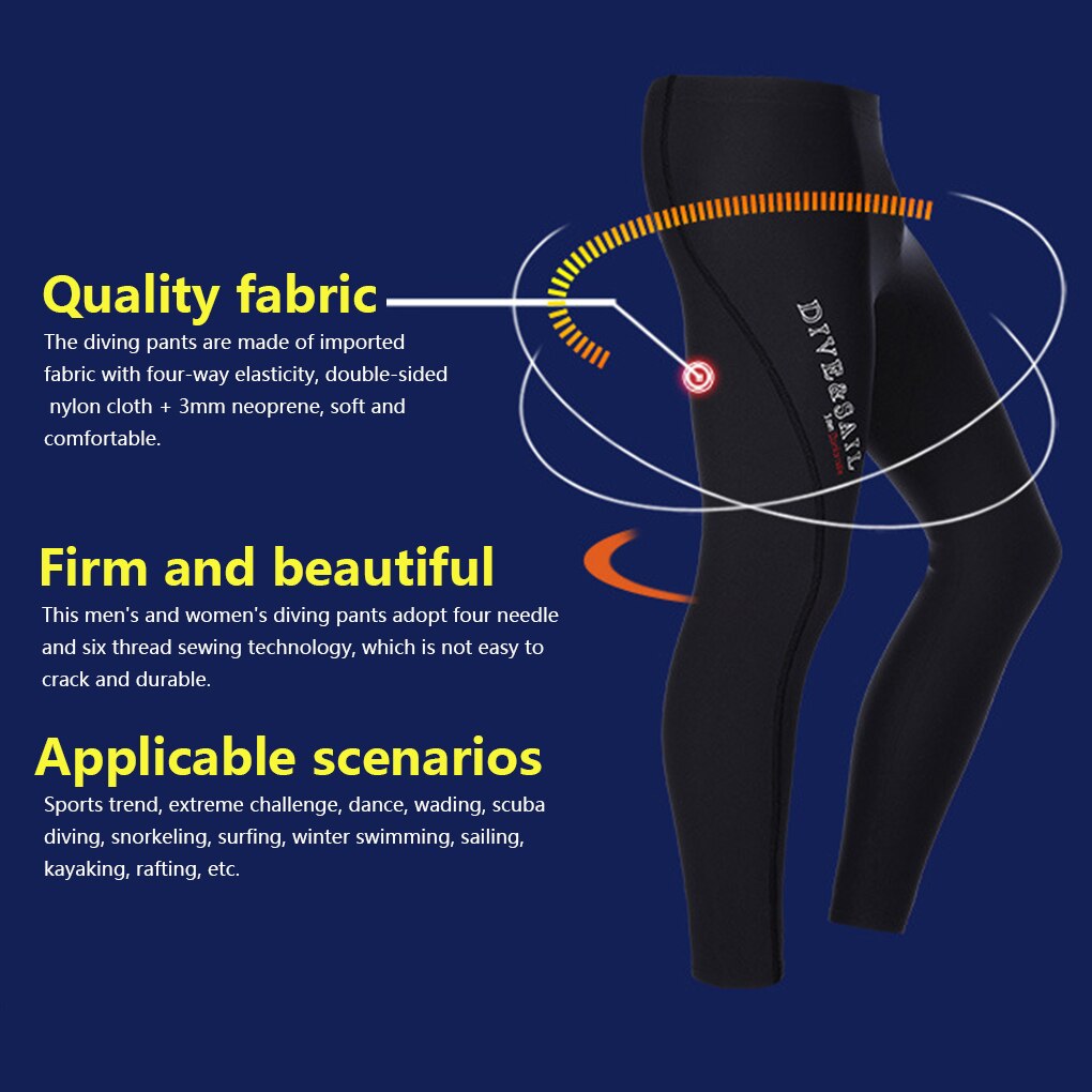 3MM Wetsuit Pants Thermal Split Diving Pants Pants Men Wetsuit Women Neoprene Tights Stretchy Trousers Diving Leggings M