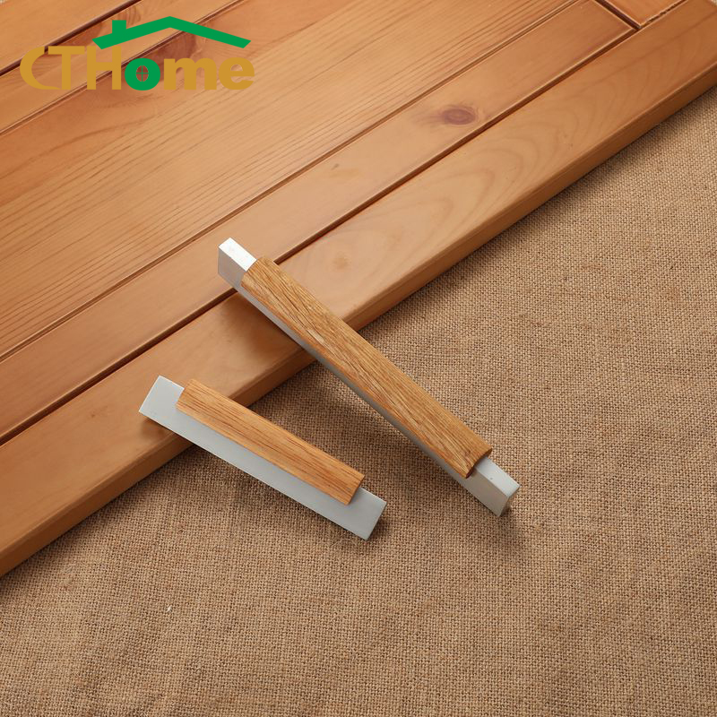 Tiradores de puerta de madera maciza para muebles, pomos de apertura para armarios y cajones, herrajes para cajones, 1/6/10 piezas