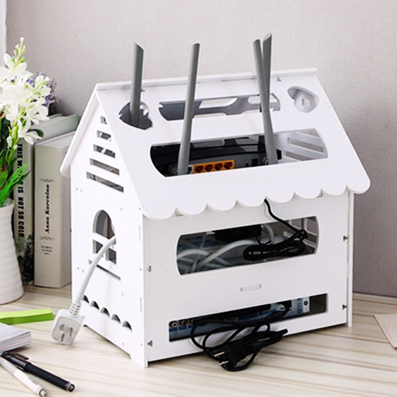 1pc Router Box Wall Mount Shelf Wood-Plastic Wireless Wifi Plug Board Storage Organizer Stand Up Two &Three Layers for Home