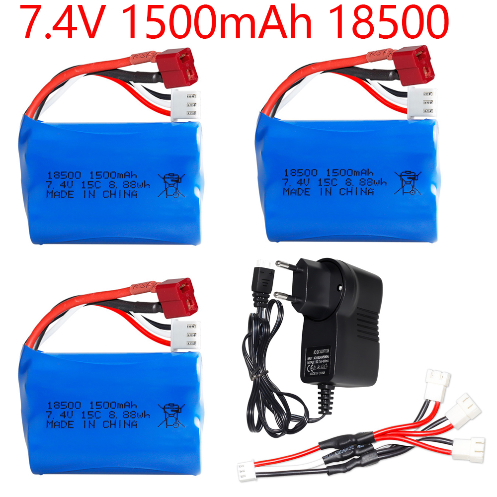7,4 V 1500 mAh 18500 Li-Ionen-Akku mit Ladegerät für HBX 16889 16889A 16890 16890A SG1601 SG1602 1/16 4WD R/C LKW-Ersatzteile: YELLOW