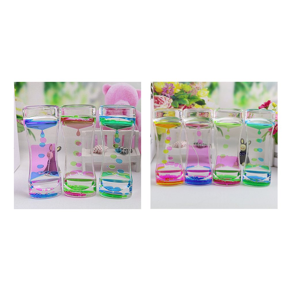 Drip Oil Acrylic Hourglass Desktop Colored Decoration Liquid Motion Bubble Hourglass Liquid Floating Oil Hourglass Toys