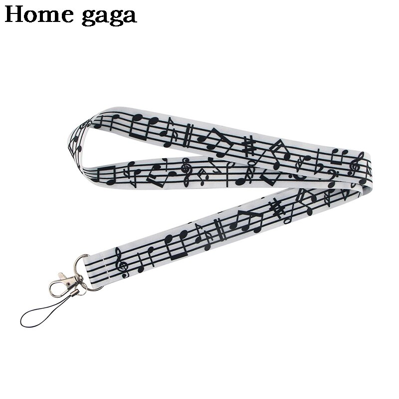 Homegaga-cordones de notas musicales D2913, correa de cuello artística para llaves de teléfono móvil, Soporte para tarjeta de identificación, cordón para llaves, cuerda colgante DIY