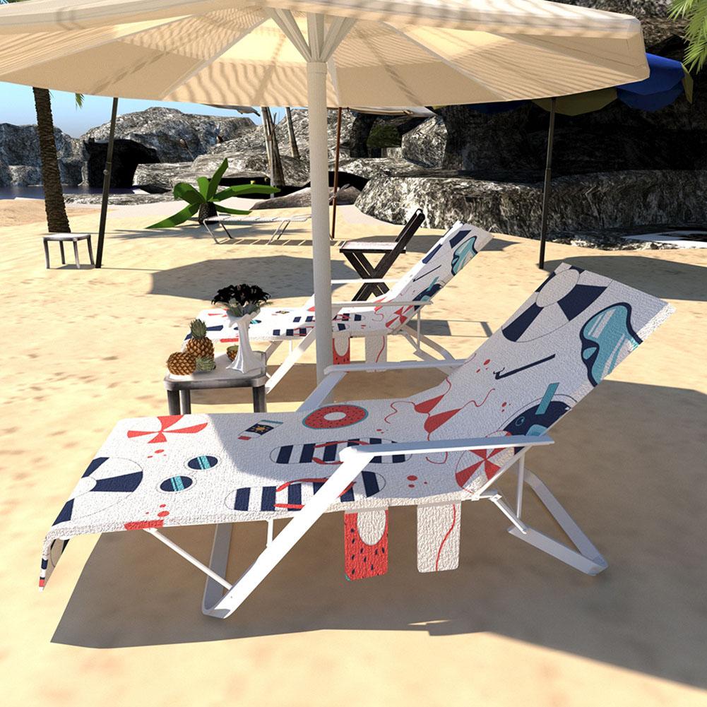Beach Towel Adults Sun Lounger Bed Printed Cover Garden Swimming Pool Lounge Chairs Cover Quick Drying Bath Towel