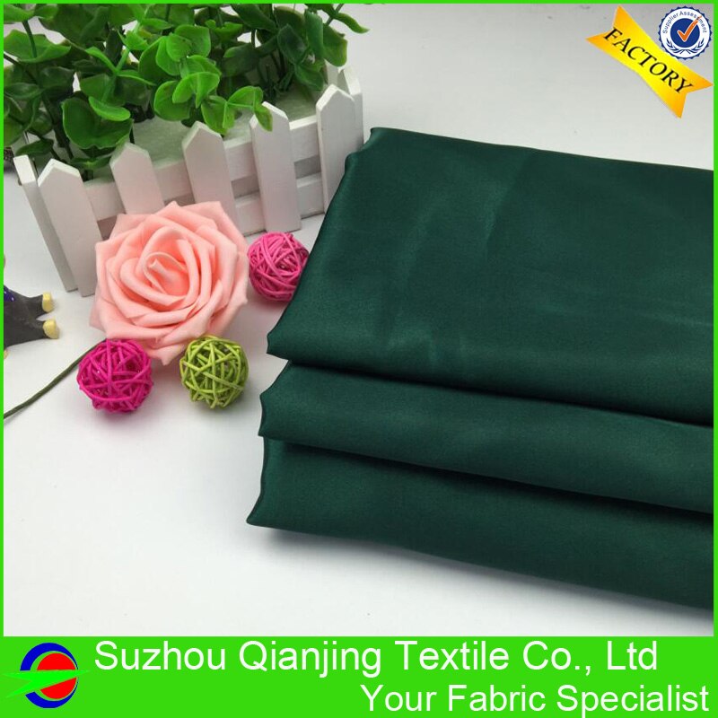 Satin de Polyester vert foncé, tissu teint uni, brillant, doux et lisse