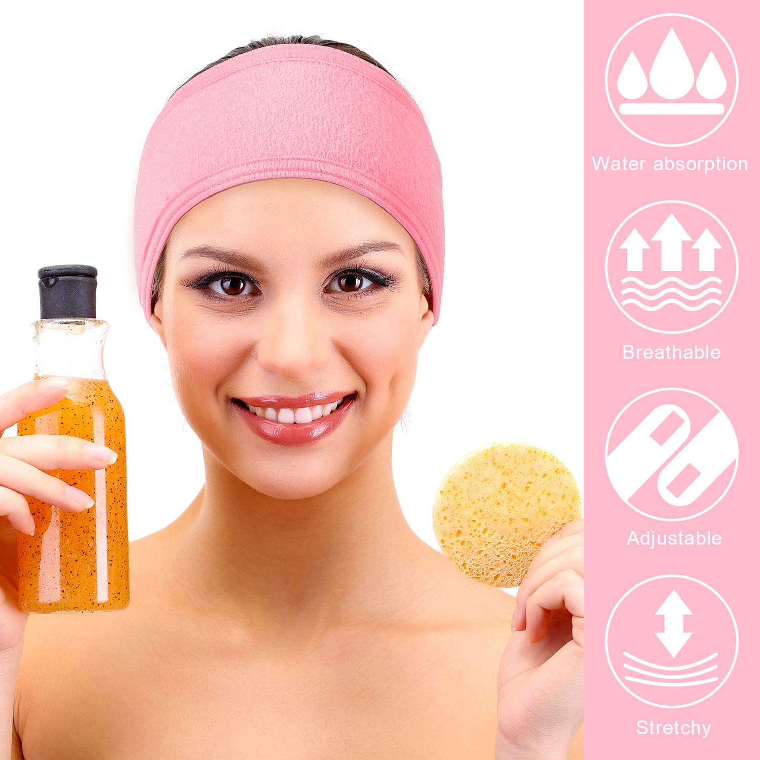 3pcs Adjustable Facial Headband with 1 Mask Brush Yoga Spa Bath Shower Makeup Wash Face Cosmetic Head Band Make Up Accessories