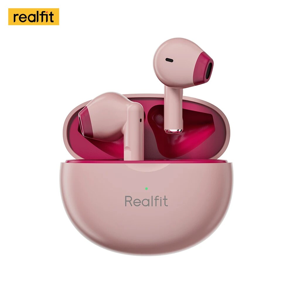 Realfit F2 Bluetooth Earphone Excellent HIFI TWS Wireless Earbuds for realme xiaomi: Pink