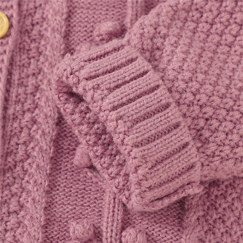 Baby Knitting Sweater Round Neck Long-Sleeve Casual Flower Buttons Girl Autumn Knittwear Top