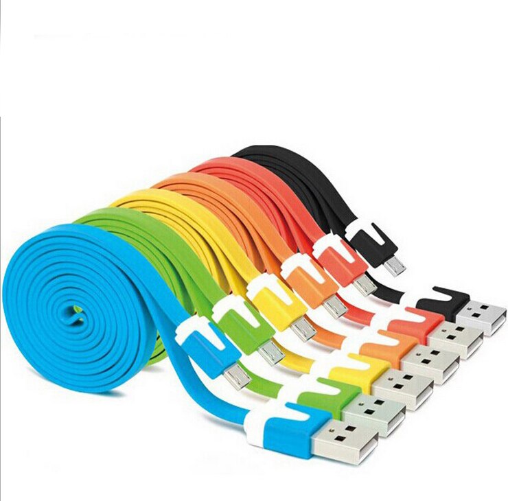 3m 2m 1m 3FT Noodle Flat Micro USB Cable Cables Cord Cords USB Charger V8 Charging Line for An-dr-oid Sa-ms-ung All phone