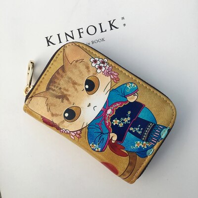 Famous Brand Credit Card Holder Porte Carte Printting Cartoon Children's Purse Card Wallets Monederos Para Mujer: 1cat coin holder