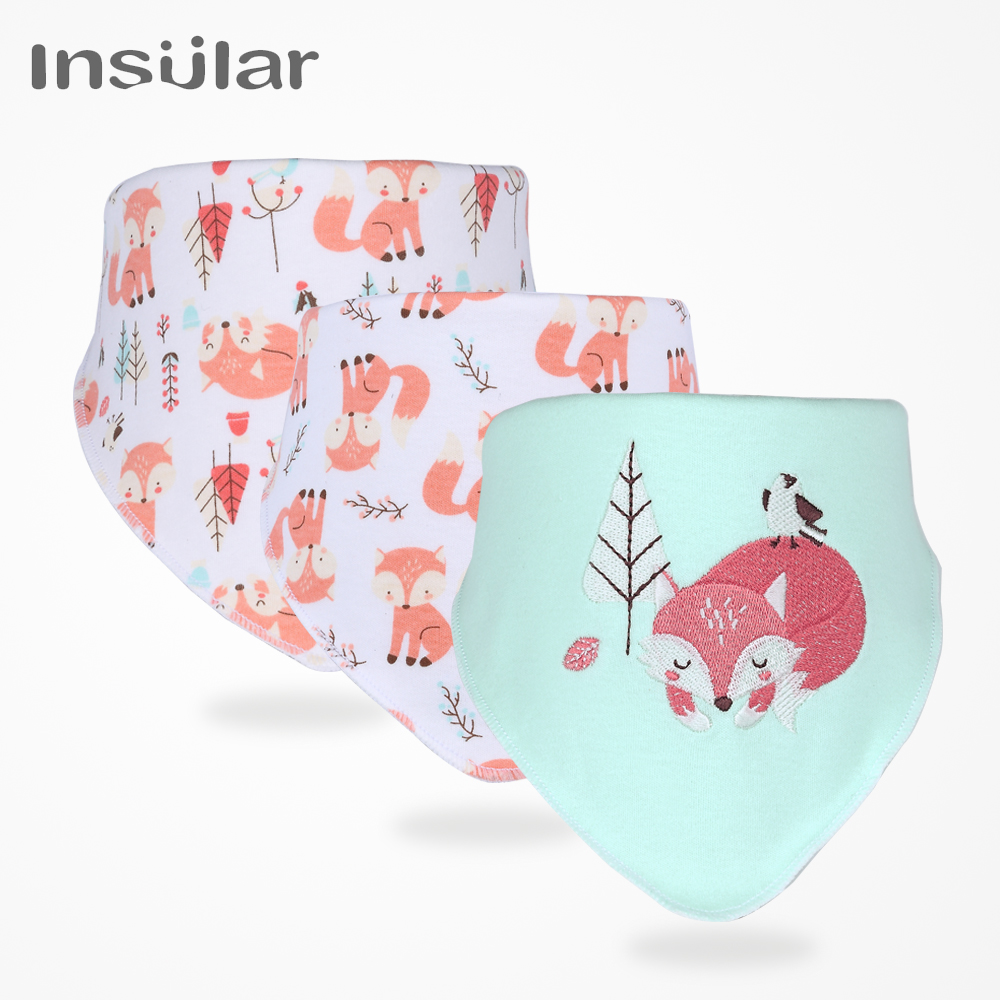 3-Pack Baby Slabbertjes - Dubbellaags Katoen - Dierenprint