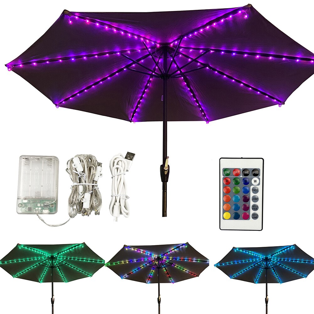 Patio parapluie lumière jardin Parasol lampe IP67 LED étanche RGB chaîne lumière Flexible décor fête tente éclairage lampe extérieure