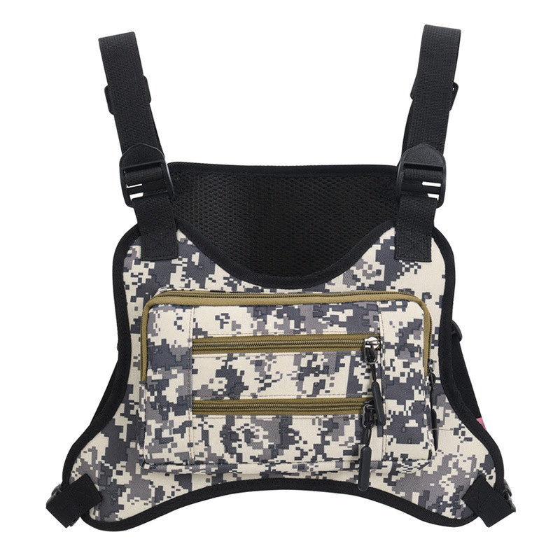 Männer/Frauen Tarnung Brusttasche multifunktion Ale wasserdichte leichte Sporttasche draussen Weste Tasche Oxford Stoff Rucksack: grau
