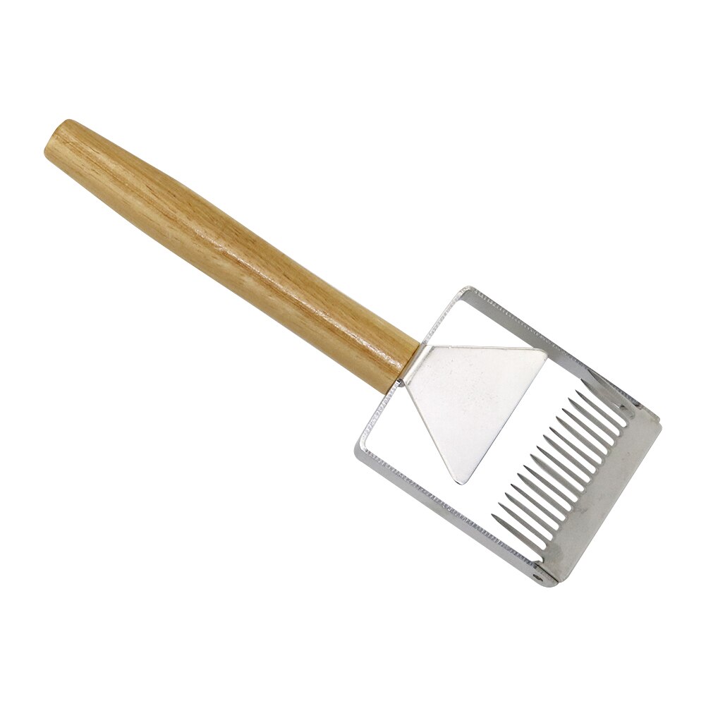 Stainless Steel Beekeeping Tools beehive Honey cutter Uncapping Scraper Wooden handle Honeycomb Scraper Equipment Fork Shovel