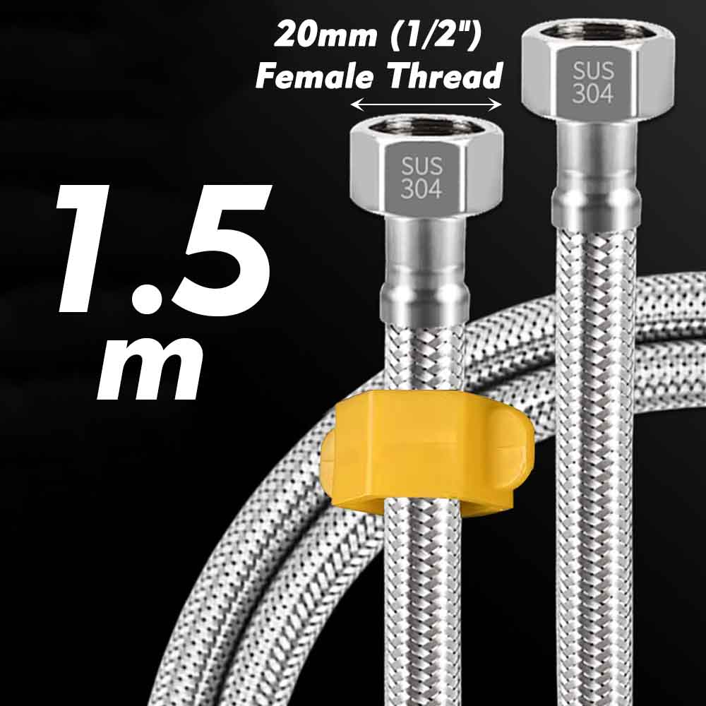 Manguera trenzada de entrada de grifo de agua de acero inoxidable 1/2, tubo de conexión Flexible para cocina, baño, inodoro, riego de jardín, 304 pulgadas: Negro