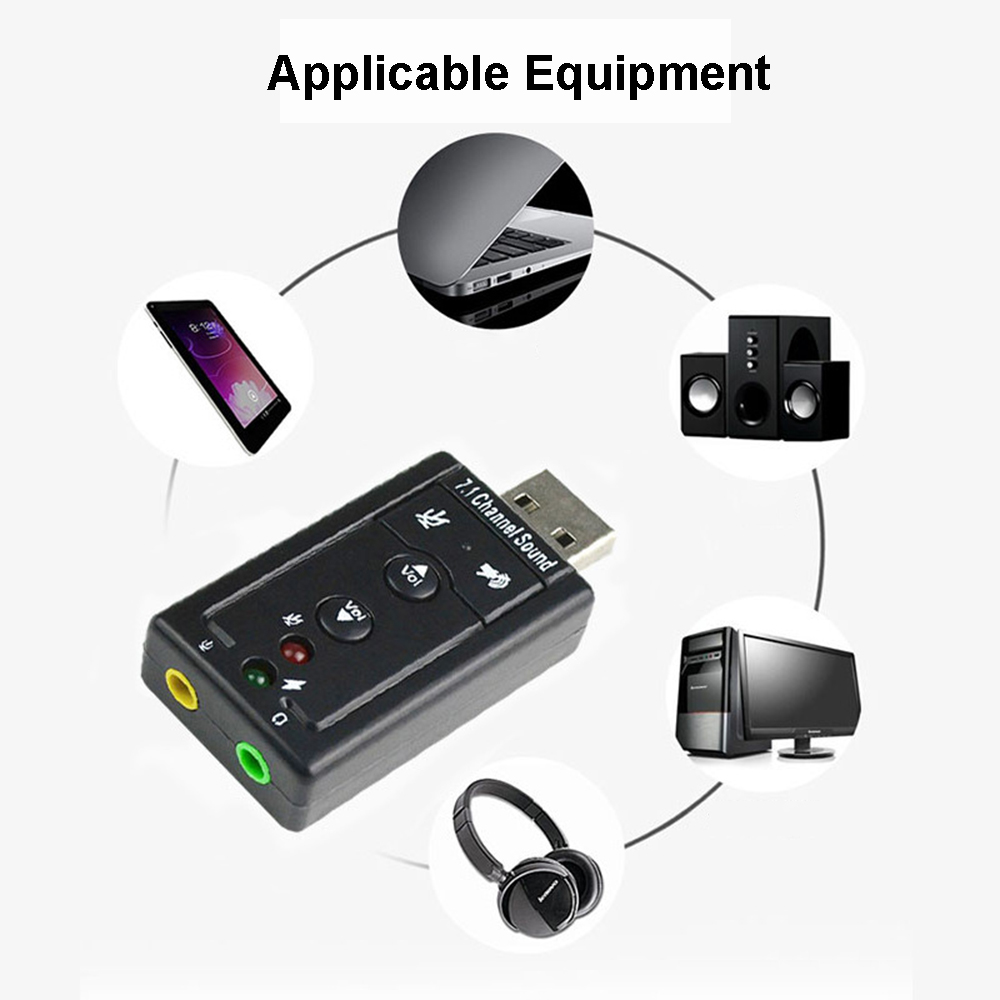 7.1 Sound Card 3D Stereo USB Audio Adapter to jack 3.5mm External Sound Card for Windows XP/2000/Vista/7 Laptop PC