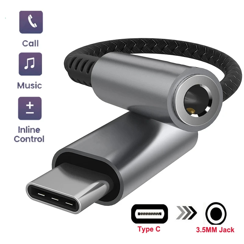 Uniwersalny adapter USB typu C na gniazdo 3,5 mm do słuchawek Kabel audio do telefonów z systemem Android Złącze USB C na słuchawki 3,5 mm AUX