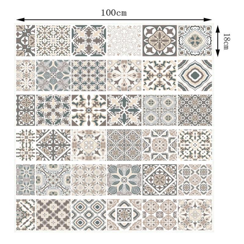 Tegel Stickers Creatieve Retro Mandala Strip Waterdichte Muurstickers DIY Zelfklevende Verwijderbare Retro Vierkante Stickers voor Keuken Badkamer Meubeldecoratie 15X75cmX1pcs