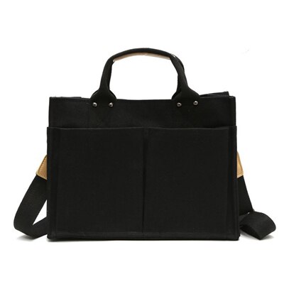 Canvas Bag Reusable Shopping Bags Grocery Tote Bag Cotton Daily Use Handbags Women Casual Handbag: Black