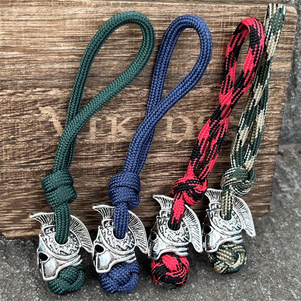 LLavero de cordón de guerrero espartano para casco vikingo, accesorios para hombres y mujeres, llavero de cuerda de Paracord de supervivencia tejida para cuchillo, llave de coche, 1 Uds.