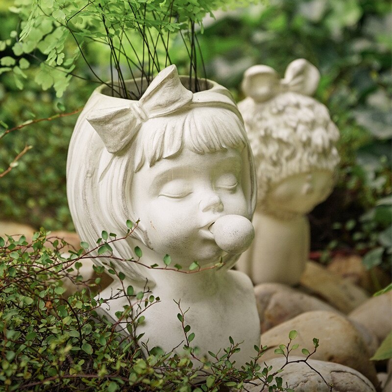 Harts blåser bubblor flicka kruka trädgårdsarbete prydnadssaker krukväxter suckulenter hemtillbehör trädgårdar utomhus blomkrukor bonsai